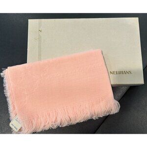 Vintage Wool Light Pink Scarf Shawl Fringe w/Original Box Newman's Department